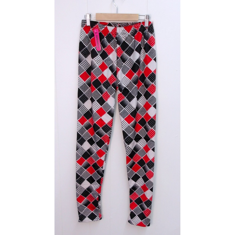 Supernova Fleece Patchwork Print Elastic Waist ‎ Leggings Women One Size /#9155